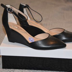 Franco Sarto Fayth wedges heels black leather 8.5
